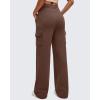 imageG4Free Smoofit Modal Soft Wide Leg Cargo Sweatpants for Women Drawstring Casual Pants with PocketsDark Coffee