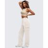 imageG4Free Smoofit Modal Soft Wide Leg Cargo Sweatpants for Women Drawstring Casual Pants with PocketsIvory