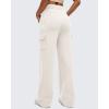 imageG4Free Smoofit Modal Soft Wide Leg Cargo Sweatpants for Women Drawstring Casual Pants with PocketsIvory