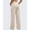 imageG4Free Smoofit Modal Soft Wide Leg Cargo Sweatpants for Women Drawstring Casual Pants with PocketsLight Khaki