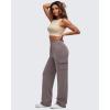 imageG4Free Smoofit Modal Soft Wide Leg Cargo Sweatpants for Women Drawstring Casual Pants with PocketsTaupe