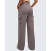 imageG4Free Smoofit Modal Soft Wide Leg Cargo Sweatpants for Women Drawstring Casual Pants with PocketsTaupe