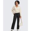 imageG4Free Wide Leg Fleece Lined Pants Women Drawstring Waist Winter Work Pants with Pockets for Casual OfficeBlack