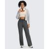 imageG4Free Wide Leg Fleece Lined Pants Women Drawstring Waist Winter Work Pants with Pockets for Casual OfficeDark Gray