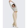 imageG4Free Wide Leg Fleece Lined Pants Women Drawstring Waist Winter Work Pants with Pockets for Casual OfficeKhaki