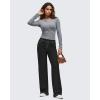 imageG4Free Womens EverGoing Wide Leg Pants Casual High Waisted Yoga Pants with 4 Pockets StretchBlack
