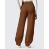 imageG4Free Womens Fleece Lined Sweatpants High Waisted Wide Leg Pants with Pockets Winter Warm Trousers CasualDark Coffee