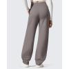 imageG4Free Womens Fleece Lined Sweatpants High Waisted Wide Leg Pants with Pockets Winter Warm Trousers CasualTaupe