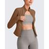 imageG4Free Workout Jackets for Woman BareFeel Cropped Zip Up Athletic Running Jacket Slim Fit Yoga Tops with Thumb HolesDark Coffee