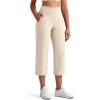 imageG4Free BareFeel High Stretch Capri Pants for Women Soft Wide Leg Yoga Pants High Waist Casual Capris with Pockets 21quot23quot25quotLight Khaki