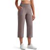 imageG4Free BareFeel High Stretch Capri Pants for Women Soft Wide Leg Yoga Pants High Waist Casual Capris with Pockets 21quot23quot25quotTaupe