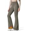 imageG4Free Barefeel Womens Fleece Lined Flare Yoga Pants Winter Thermal High Waist Leggings with PocketsDark Taupe