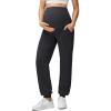 imageG4Free EverGoing Maternity Pants Stretchy Workout Lounge Pants Over The Belly Pregnancy Joggers with PocketsBlack