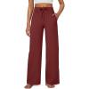 imageG4Free EverGoing Wide Leg Pants for Women Yoga Pants High Waist Sweatpants with Pockets Stretch Lounge Pants Comfy WorkoutDark Burgundy
