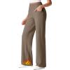 imageG4Free Fleece Lined Pants Women Wide Leg Work Trousers with Pockets High Waisted Sweatpants for Casual Dress WinterDark Brown