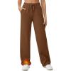 imageG4Free Fleece Lined Sweaterpants Women Elastic Drawstring Wide Leg Winter Trousers with Pockets for Casual WorkDark Coffee