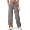 imageG4Free Fleece Lined Sweaterpants Women Elastic Drawstring Wide Leg Winter Trousers with Pockets for Casual WorkTaupe