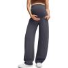 imageG4Free Smoofit Modal Soft Maternity Barrel Leg Pants with Pockets Over The Belly Adjustable Waist SweatpantsDark Gray
