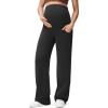 imageG4Free Smoofit Modal Soft Maternity Pants with Pockets Over The Belly Pregnancy Wide Leg SweatpantsBlack