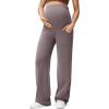 imageG4Free Smoofit Modal Soft Maternity Pants with Pockets Over The Belly Pregnancy Wide Leg SweatpantsTaupe