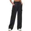 imageG4Free Smoofit Modal Soft Wide Leg Cargo Sweatpants for Women Drawstring Casual Pants with PocketsBlack