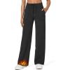 imageG4Free Wide Leg Fleece Lined Pants Women Drawstring Waist Winter Work Pants with Pockets for Casual OfficeBlack