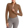 imageG4Free Workout Jackets for Woman BareFeel Cropped Zip Up Athletic Running Jacket Slim Fit Yoga Tops with Thumb HolesDark Coffee