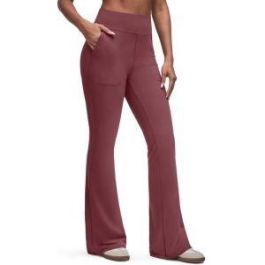 imageG4Free BareFeel Flare Yoga Pants Women High Waisted Bootcut Leggings with Pockets Dress Work Pant PetiteRegularTallWine