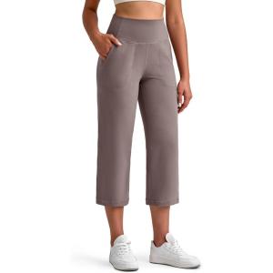 imageG4Free BareFeel High Stretch Capri Pants for Women Soft Wide Leg Yoga Pants High Waist Casual Capris with Pockets 21quot23quot25quotTaupe