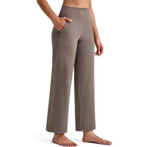 imageG4Free BareFeel High Stretch Wide Leg Yoga Pants for Women Soft High Waist Ankle Length Casual Pants with Pockets 25quot27quot29quotTaupe
