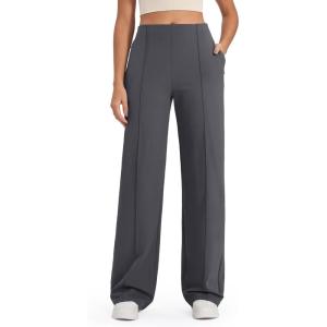 imageG4Free EverGoing Wide Leg Pants for Women High Waisted Yoga Pants with Pockets Stretch Casual Lounge PantsDark Grey