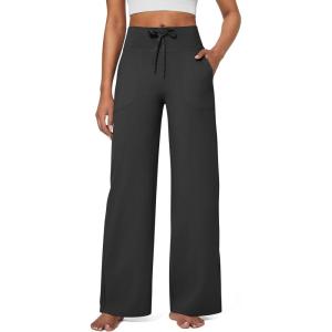 imageG4Free EverGoing Wide Leg Pants for Women Yoga Pants High Waist Sweatpants with Pockets Stretch Lounge Pants Comfy WorkoutBlack
