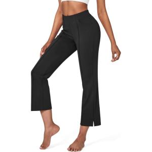imageG4Free Flare Yoga Pants Women Ankle Casual Pants with Pockets Strechy Bootcut Wide Leg Dress Pants PetiteRegualrTallBlack