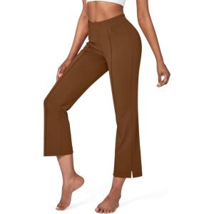 imageG4Free Flare Yoga Pants Women Ankle Casual Pants with Pockets Strechy Bootcut Wide Leg Dress Pants PetiteRegualrTallDark Coffee