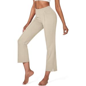 imageG4Free Flare Yoga Pants Women Ankle Casual Pants with Pockets Strechy Bootcut Wide Leg Dress Pants PetiteRegualrTallKhaki