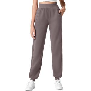 imageG4Free Flurrylux Cotton Fleece Lined Joggers for Women Elastic Waist Scrub Sweatpants Tapered Leg Track PantsTaupe