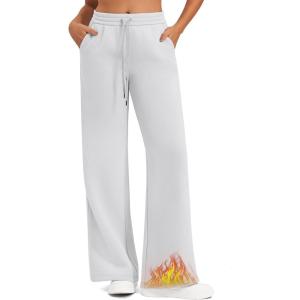 imageG4Free Flurrylux Fleece Lined Sweatpants Women Cotton Wide Leg Pants with Pockets Lounge CasualLight Gray