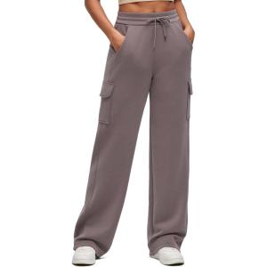 imageG4Free Smoofit Modal Soft Wide Leg Cargo Sweatpants for Women Drawstring Casual Pants with PocketsTaupe
