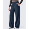 imageG4Free EverGoing Womens Fleece Lined Pants with Pockets High Waisted Wide Leg Casual Warm TrousersDark Navy