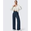 imageG4Free EverGoing Womens Fleece Lined Pants with Pockets High Waisted Wide Leg Casual Warm TrousersDark Navy