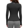 imageG4Free BareFeel Womens Workout Jacket Full Zip Up Slim Hip Length Yoga Athletic Tops with Thumb HolesBlack