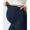 imageG4Free Barefeel Fleece Lined Maternity Leggings with Pockets Over The Belly Pregnancy Yoga PantsDark Navy