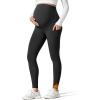 imageG4Free Barefeel Fleece Lined Maternity Leggings with Pockets Over The Belly Pregnancy Yoga PantsBlack