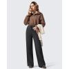 imageG4Free Flurrylux Womens Fleece Lined Wide Leg Sweatpants Drawstring Cotton Thermal Lounge PantsBlack