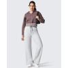 imageG4Free Flurrylux Womens Fleece Lined Wide Leg Sweatpants Drawstring Cotton Thermal Lounge PantsLight Heather
