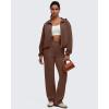 imageG4Free Smoofit Womens Two Way Full Zip Jackets Modal Soft Casual Hoodie with PocketsDark Coffee