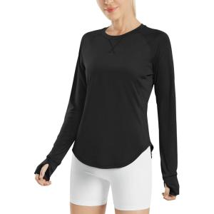 imageG4Free Womens Long Sleeve Workout Tops Sun Shirts LightweightBlack