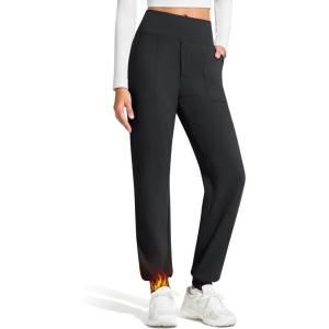 imageG4Free Barefeel Fleece Lined Pants Women High Waist Sweatpants with Pockets Warm Pants for Casual Work WorkoutBlack