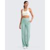 imageG4Free Womnes Ribbed Knit Wide Leg Pants with Pockets Lightweight Stretchy Yoga Pants Casual LoungePowder Blue