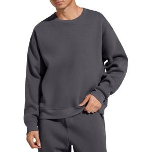 imageG4Free Flurrylux Mens Fleece Lined Sweatshirts Crewneck Pullover Long Sleeve Cotton Warm Fall Casual Relxed Fit TopsDark Gray